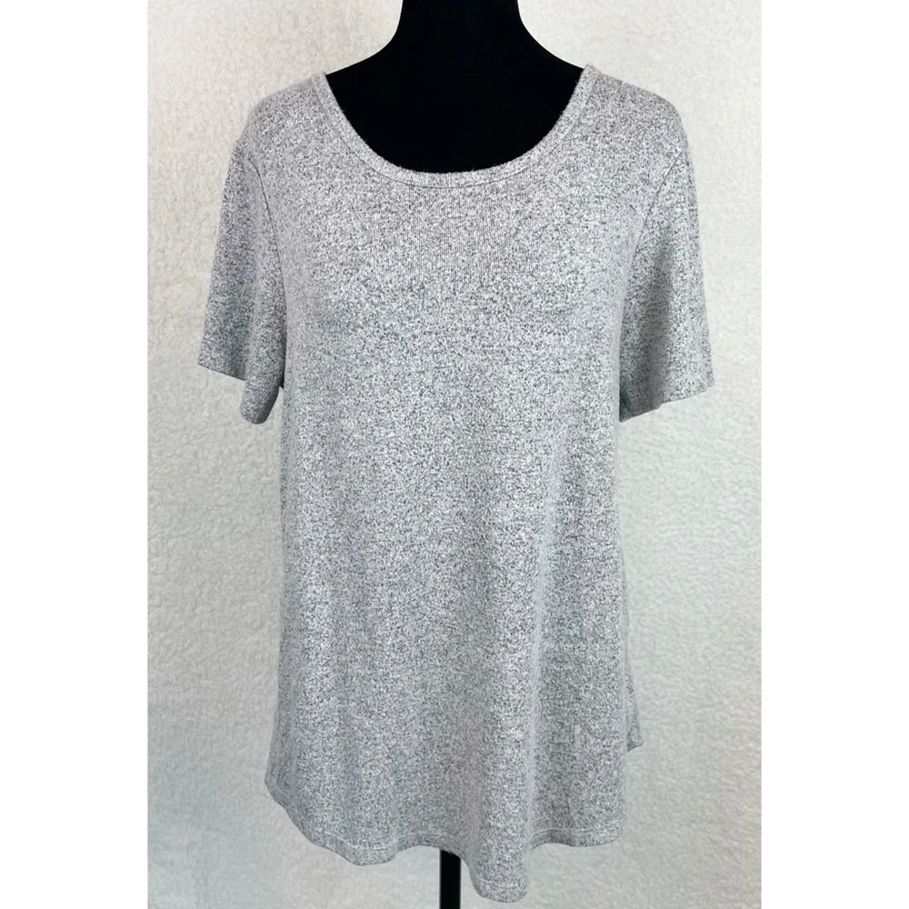 THREE DOTS • Grey Marled Casual Crewneck Short Sleeve Tee, M - Picture 4 of 12